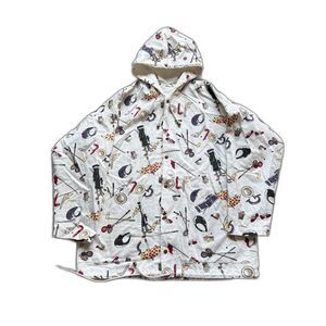 CHRISTOPHER & BANKS VINTAGE GOLF PATCH ALL OVER GRAPHIC JACKET MEDIUM
